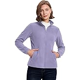 33,000ft Women's Zip Up Fleece Jacket, Long Sleeve Warm Soft Polar Lightweight Coat with Pockets for Winter