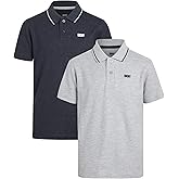 DKNY Boys' Polo Shirt - 2 Pack Classic Fit Short Sleeve Pique Polo - Comfort Stretch Collared Golf Shirt for Boys (4-20)