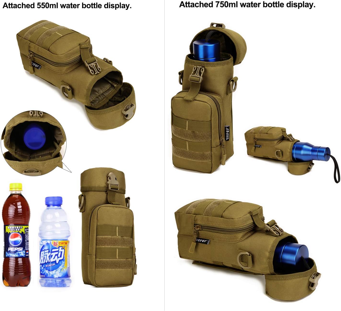 HUNTVP Water Bottle Pouch Holder with Strap, Water Bottle Bag Carrier - Image 5