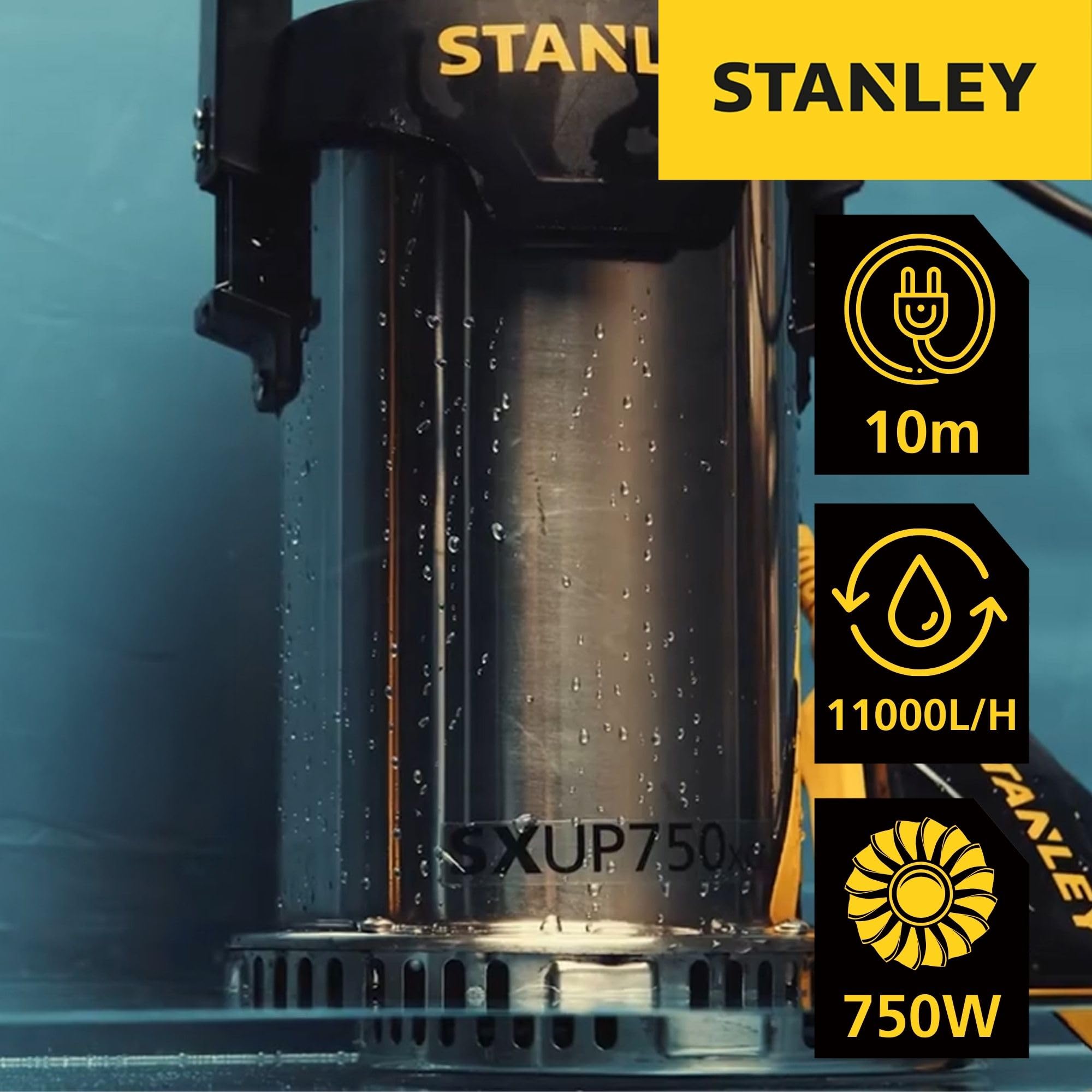 Stanley SXUP750XCE Tauchpumpe für Klarwasser (750 W, Förderleistung max. 11.000 l/h, Förderhöhe max. 8,5 m) A51768 Multicolor 5