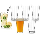 Classic Premium Beer Pint Glasses 16 Ounce – Set Of 6 Highball Cocktail Mixing Glass – Perfect for Cold Beverages, Soda, Wate