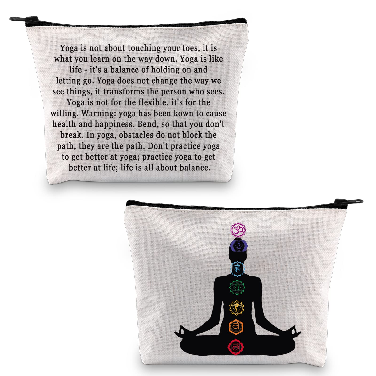 Yoga Accessories Makeup Bag for Yoga Instructor & Teacher, Spiritual & Meditation Gift - Zipper Travel Pouch