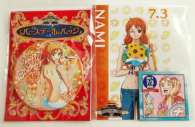Amazon Co Jp ワンピース ナミ バースデー ジャンプショップ365日ステッカー 缶バッジ ブロマイド 17 140 麦わらストア 限定 ホビー