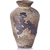 Wabi Sabi Decor Rusty Vintage Vase - 8.7" Tall Rustic Farmhouse Wabi Sabi Vase for Centerpiece, Pottery Stone Flower Vases for Home Decor, Table, Living Room, Bedroom, Bathroom, Kitchen (Rusty Stone)