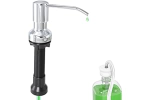 GMCOZY Soap Dispenser for Kitchen Sink Chrome with 47" Extension Tube Kit and 17 Oz Bottle, Stainless Under Sink Countertop Dish Soap Dispenser Pump