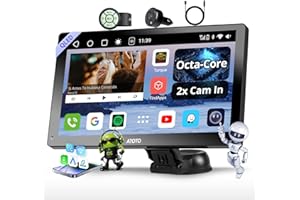 MYATOTO CarPlay Screen for Car, Portable Android Auto Screen Wireless/Wired, Android10.0, 4G LTE SIM Card,9" QLED 1280 * 720p AI Multimedia Car Play Touchscreen,4GB/32GB, Fast Boot Navigation (Fast Boot)