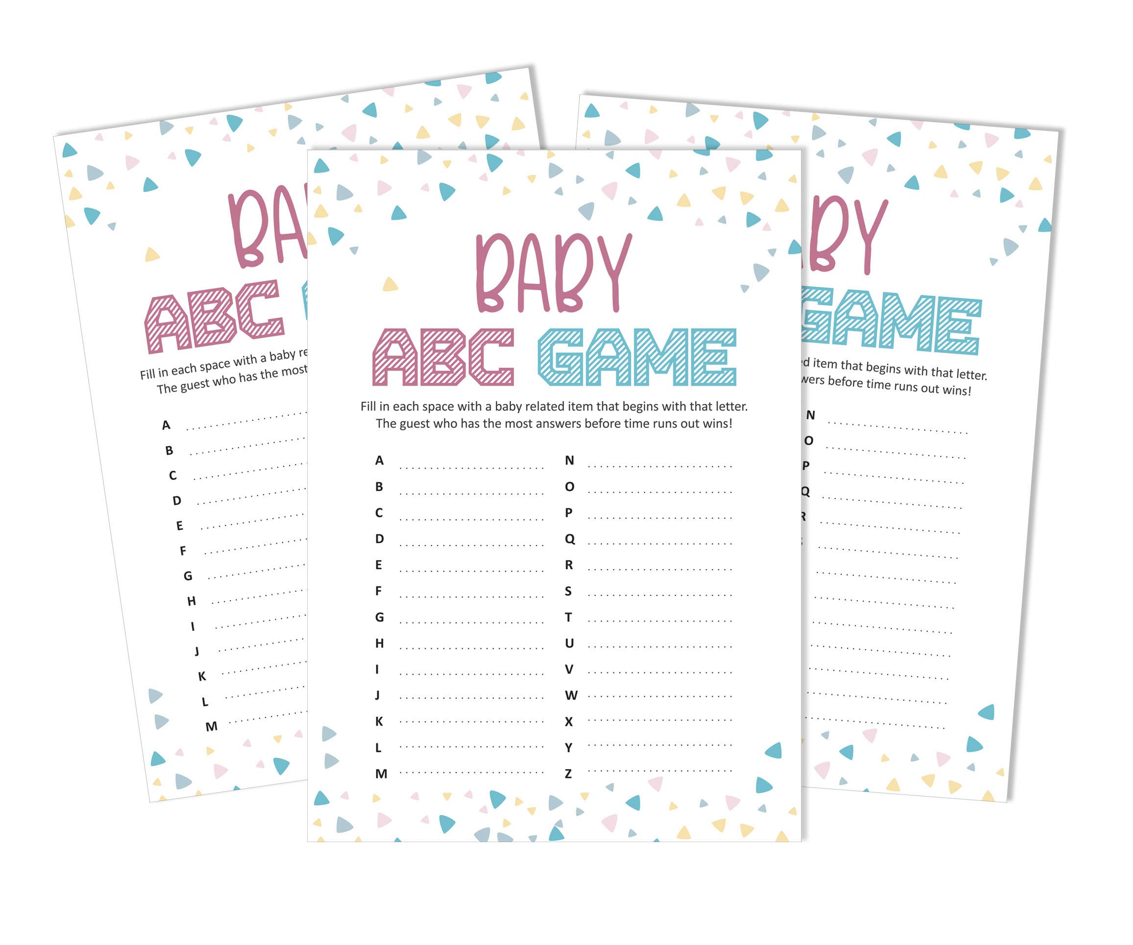 Inkdotpot Gender Reveal Baby Shower Game Set Of 50 Baby Alphabet ABC Game It’s A Boy It’s A Girl Party Supplies