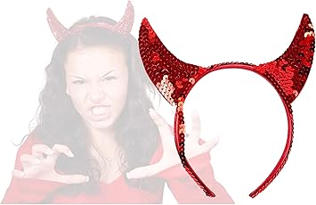 Akh Cerchietto Con Corna Da Diavolo Con Paillette Rosse Per Halloween Per Donne E Bambini lia Unica Amazon It Bellezza