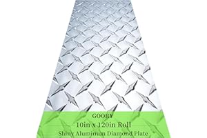 GOORY Silver Aluminum Diamond Plate - 10in x 120in Diamond Sheet Metal - Economy Type Roll Aluminum Tread Plate Sheet - Wall Panel for Cargo Trailer RV (Shiny Aluminum 17GA 0.045")