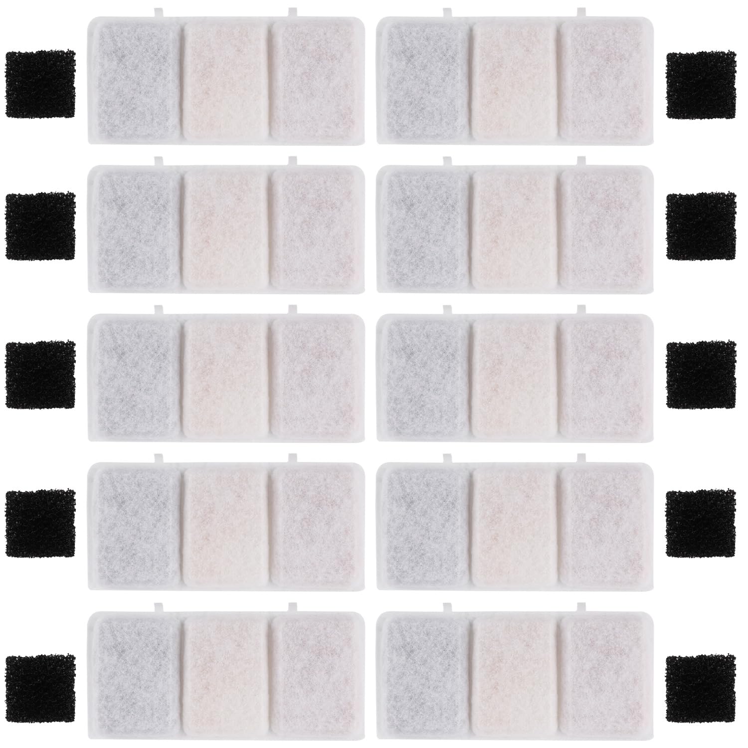 20pcs Pet Fountain Filters, Replacement Water Filter for Petory with 10 Pack Replacement Pre-Filter Sponge Pet Water Dispenser Filter Compatible with Petory 74oz