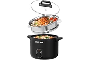 Topwit Electric Pot with Steamer, 1.5L Non-stick Ramen Cooker, Hot Pot Electric, Electric Pot for Cooking Pasta, Noodles, Steak, Egg, Portable Pot with Dual Power Control, Dorm Room Essentials, Black…
