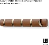 Umbra Flip Wall Mounted Coat Rack 5 Hooks Light Walnut Gold view 7