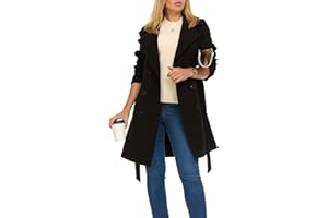 Steve Madden Trench Coat for Women – Double-Breasted Long Winter Faux Wool Coat