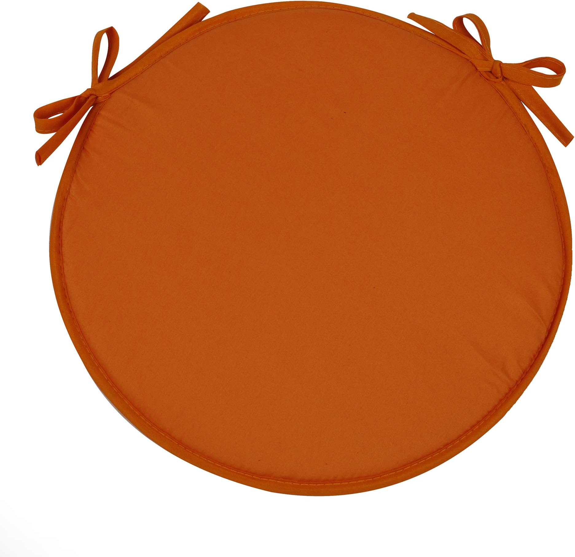SimpVale Set of 4 Seat Cushions with Ties - Round Chair Pads for Armchairs Garden Outdoor Indoor Chairs, Diameter 38cm, Orange
