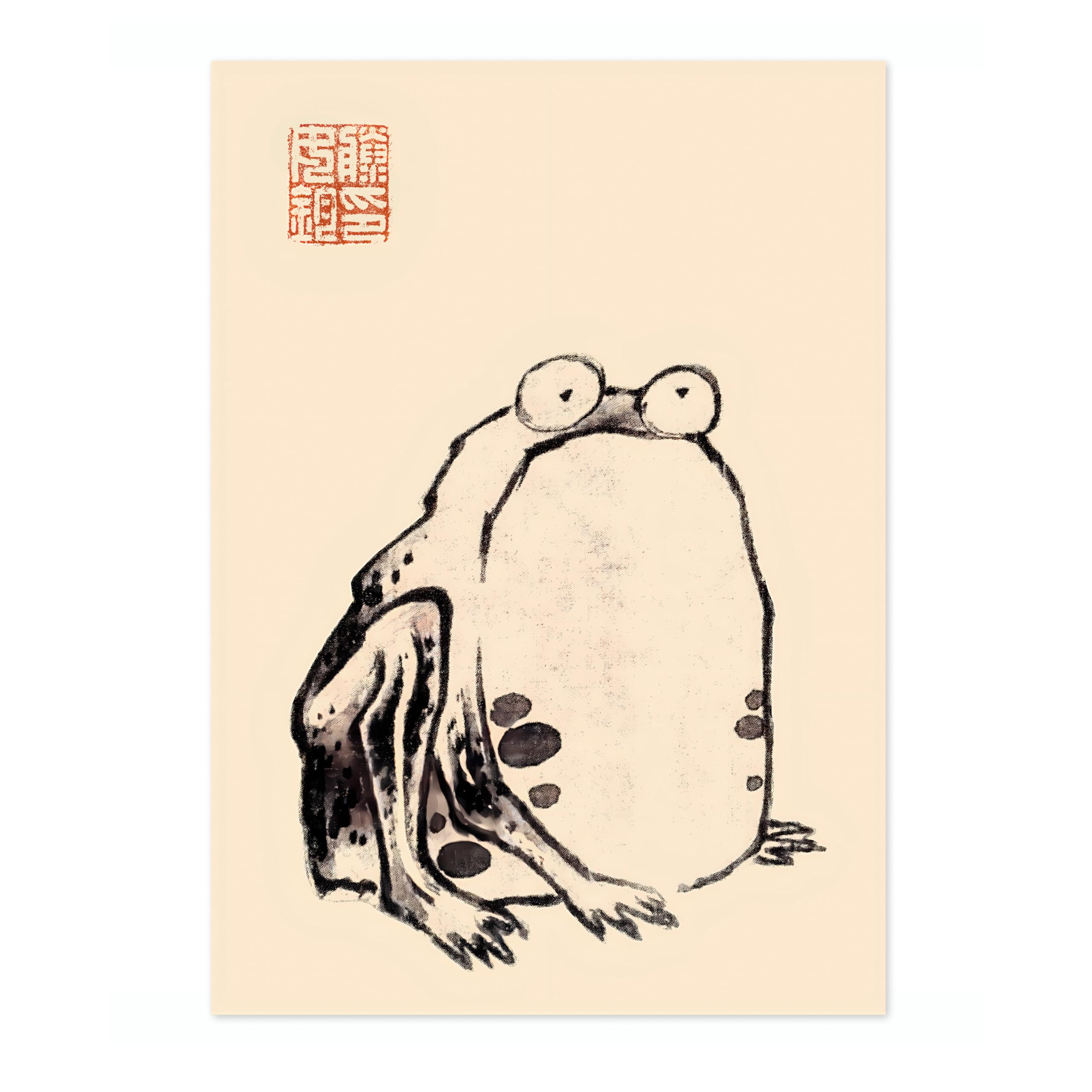 Animato Matsumoto Hoji Ito Jakuchu Frog Poster, Japansese Art Woodblock Ukiyo-e Print, Framed Japanese Wall Art, Archival Matte, A3 (Print Only) - 42x29.7cm