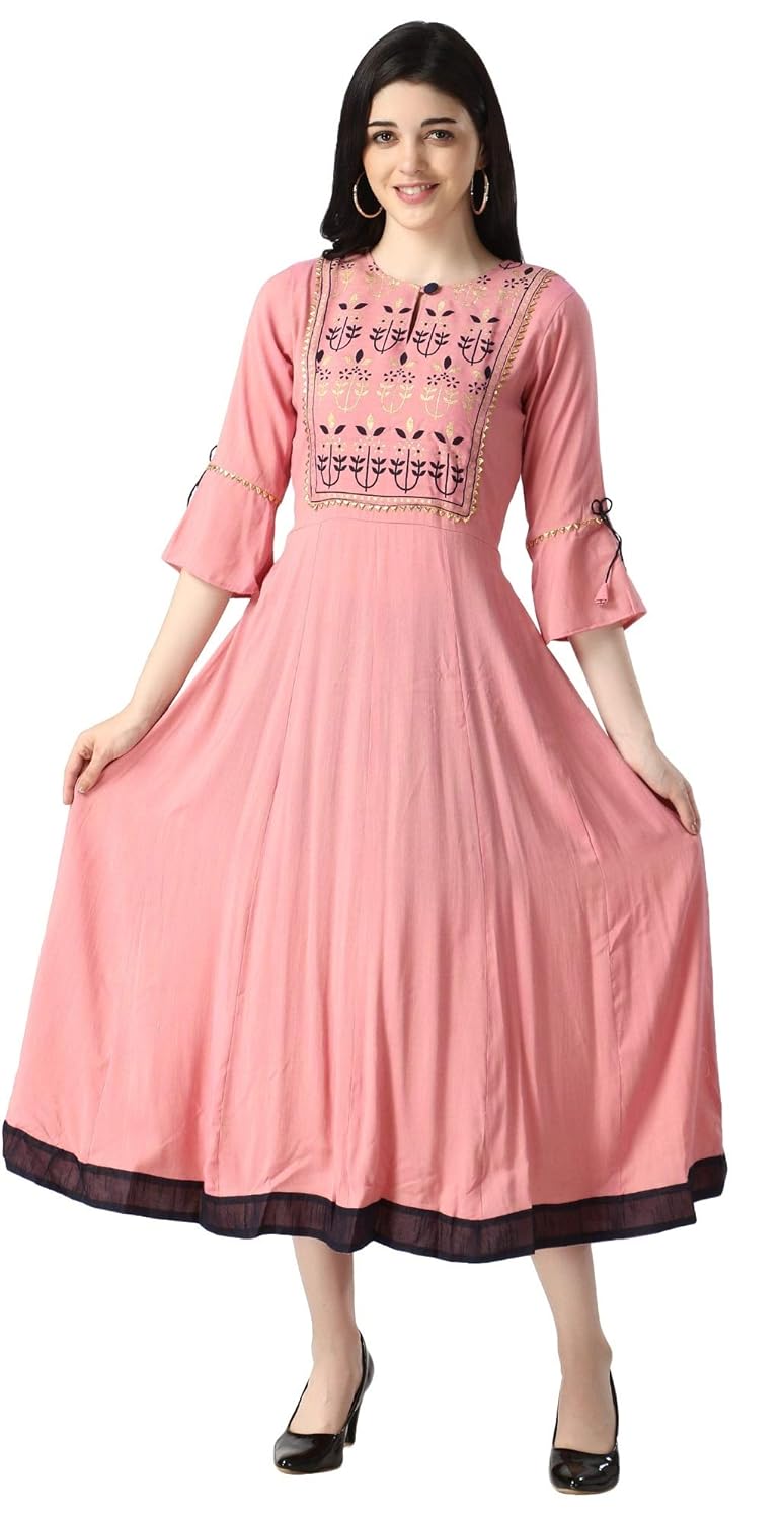 Buy Slub Rayon Fully Stitched Anarkali Kurti for Women