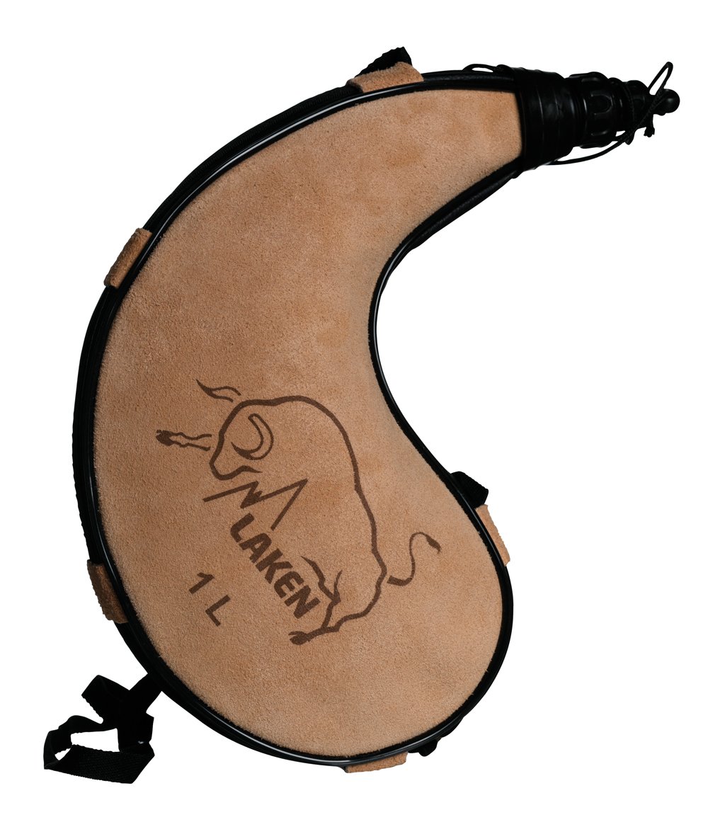 Laken - Spanish Leather Wine Bota Water Canteen Kidney Shape - 1 Liter