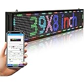 KHUSINA Programmable LED Sign Outdoor Full Color – 39"x8" Scrolling Message Board, Custom Digital Advertising Display, WiFi Control, High Brightness Neon Business Sign for Store, Bar, Restaurant