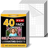 40 PCS Self-Adhesive Laminating Sheets, 9 x 12 Inches Clear Laminating Sheets No Machine Needed Self Sealing Laminate Sheets