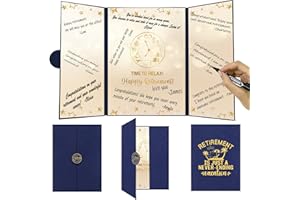 Trgowaul Retirement Party Decorations, Happy Retirement Guest Book Alternative, Blue Gold Happy Retirement Signature Book, Funny Card Congrats Retired Party Supplies Gifts Sign for Men Women Coworkers