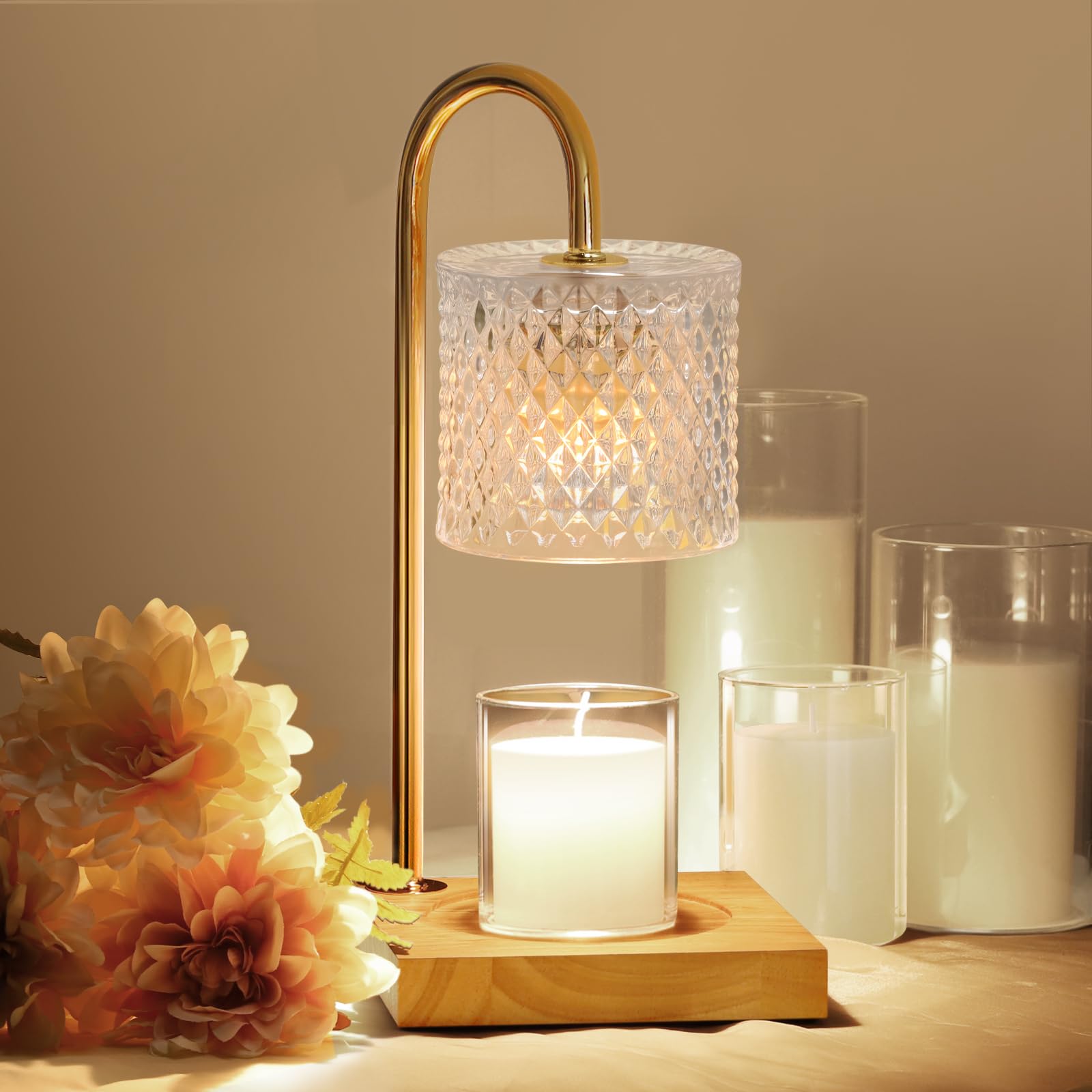 Photo 1 of Candle Warmer Lamp, Candle Lamp Wax Warmer, Timer & Dimmer 7-Levels, Fits Cup Jar Candle, Top Melting, Crystal Heater Lamp for Scented Wax, Elegant Home Decor, Clear Glass