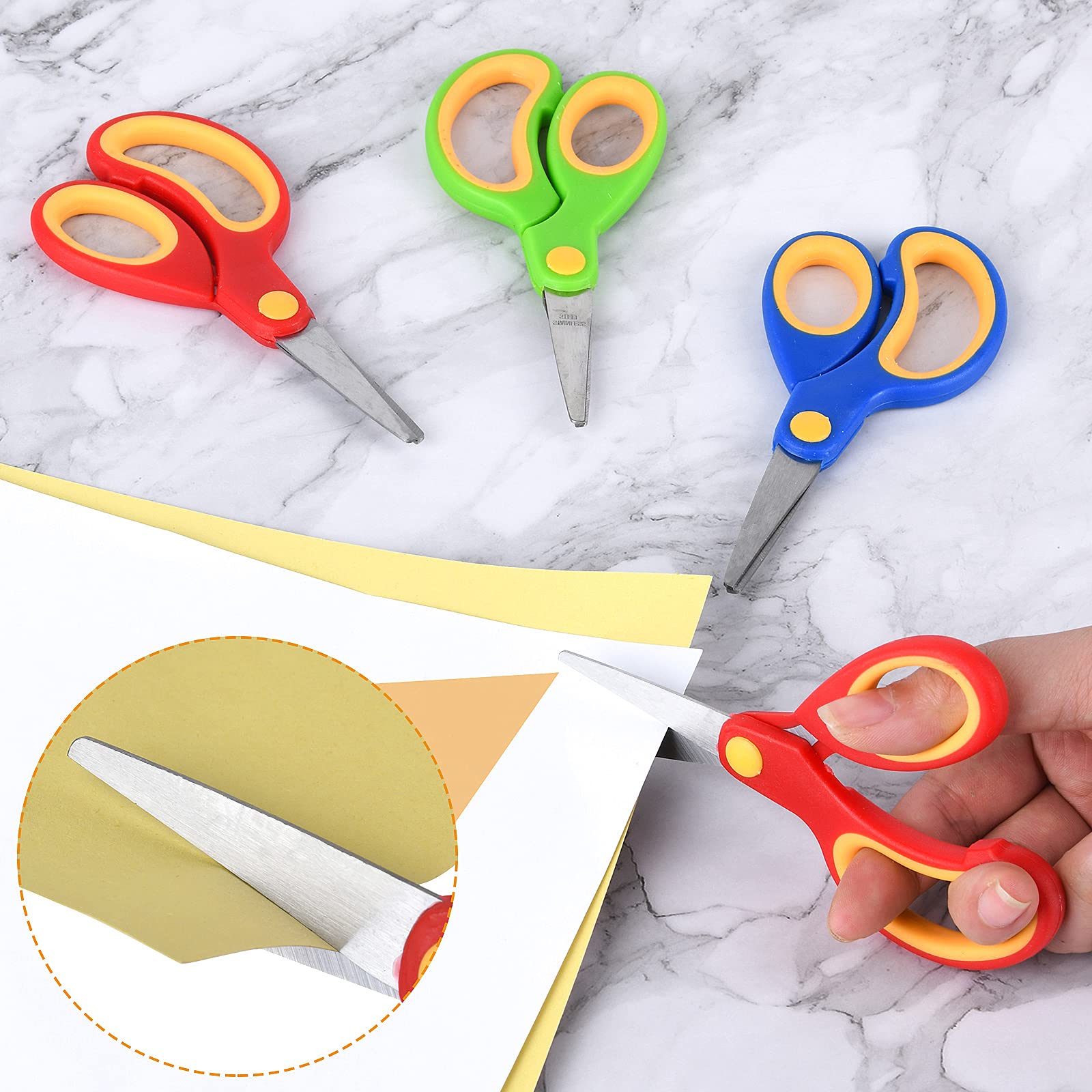 Scissors for School Kids Student, Kids Scissors 36 Count Bulk Set Teacher Pack(Rounded-tip, Blunt), 5 Inch