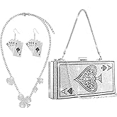 Sunnymove Casino Night Accessories for Women Poker Card Purse Playing Card Necklace Ace of Spades Earings with Rhinestones Las Vegas Outfits for Women for Casino Night Parties Supplies, Gifts