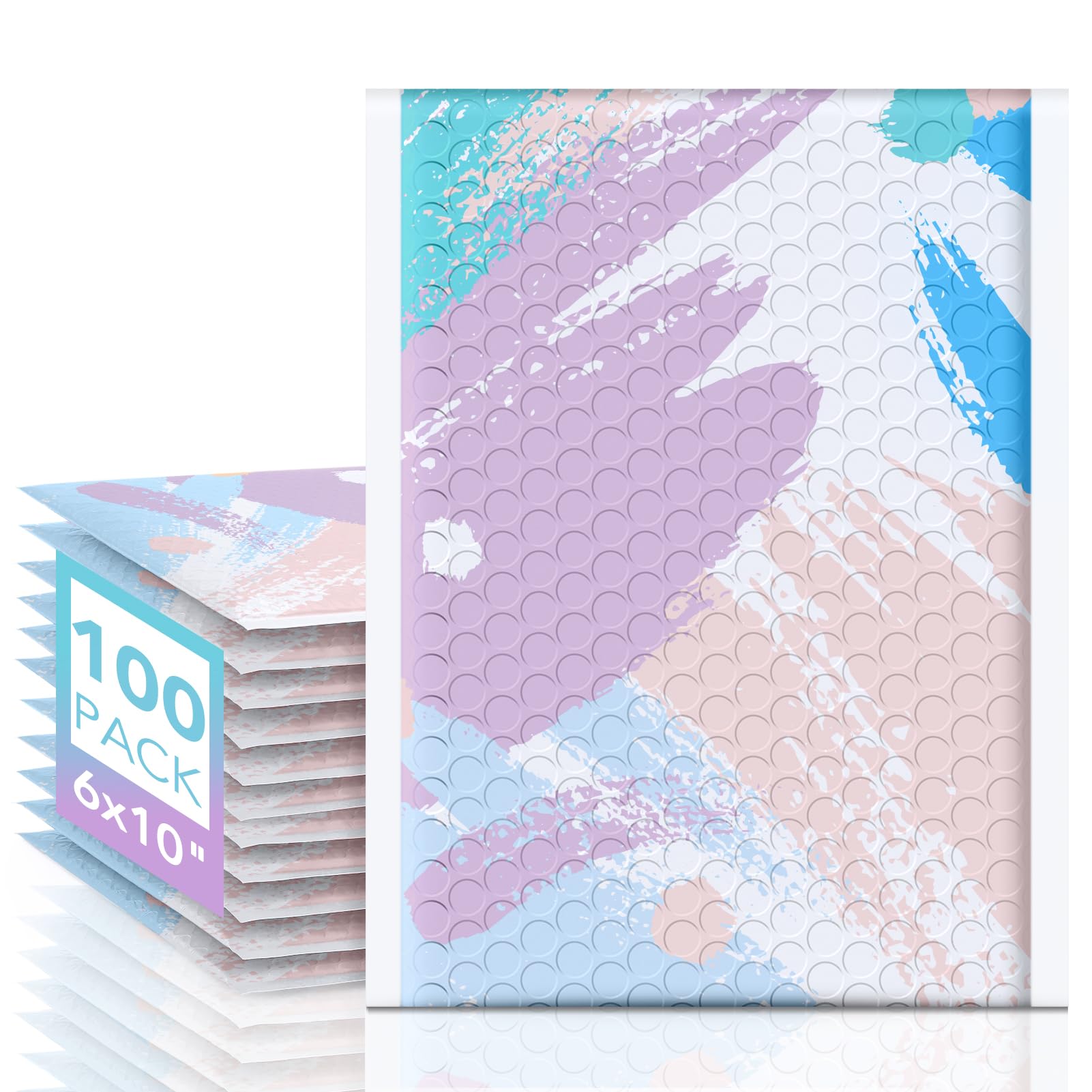 Photo 1 of Fuxury Bubble Mailers 6x10" Watercolor Soft Pastel Padded Envelopes 100 Pack Small Bubble Envelopes Usable Size 6x9" Padded Mailers Special Design Shipping Bags for Small Business Jewelry Makeup #0