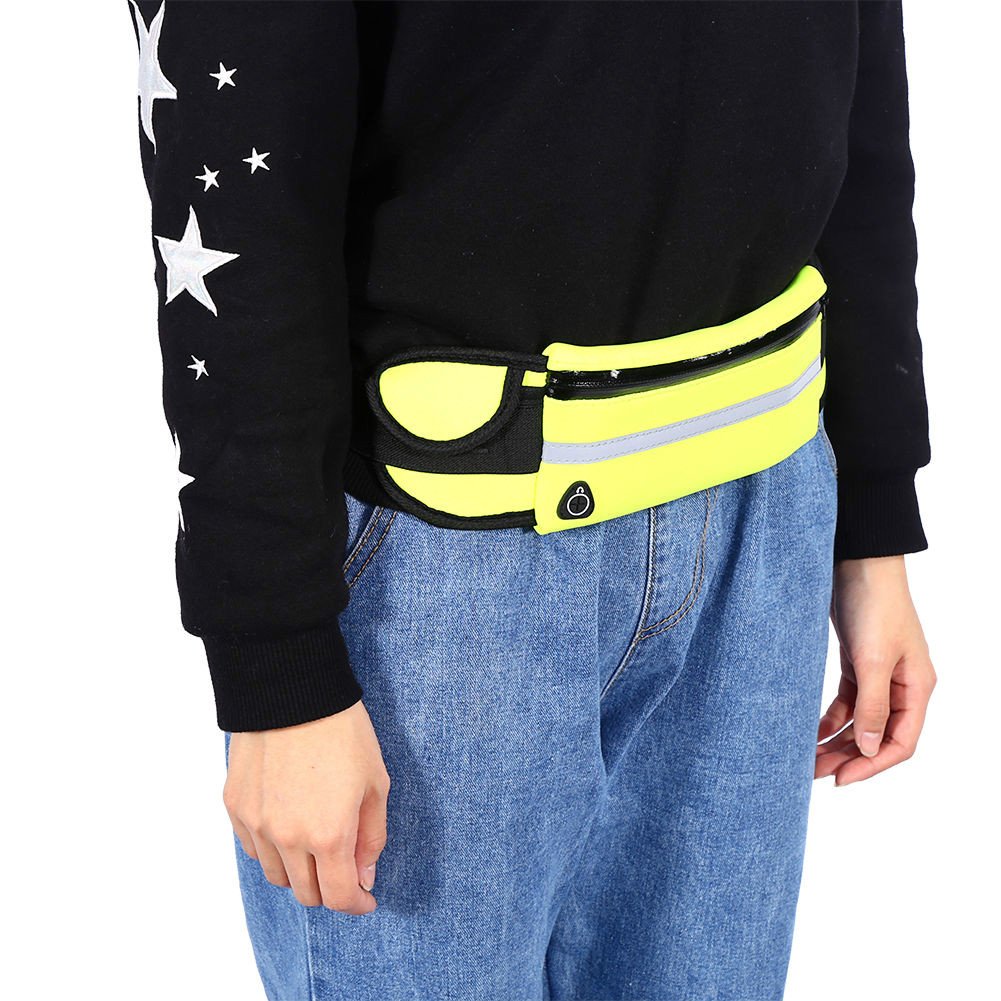 Enshey Running Belt, Adjustable Unisex Waterproof Running Waist Pack Fitness Workout Carry Card, Passport, Money iPhone Sport Pouch, Reflective Waist Belt (Green)