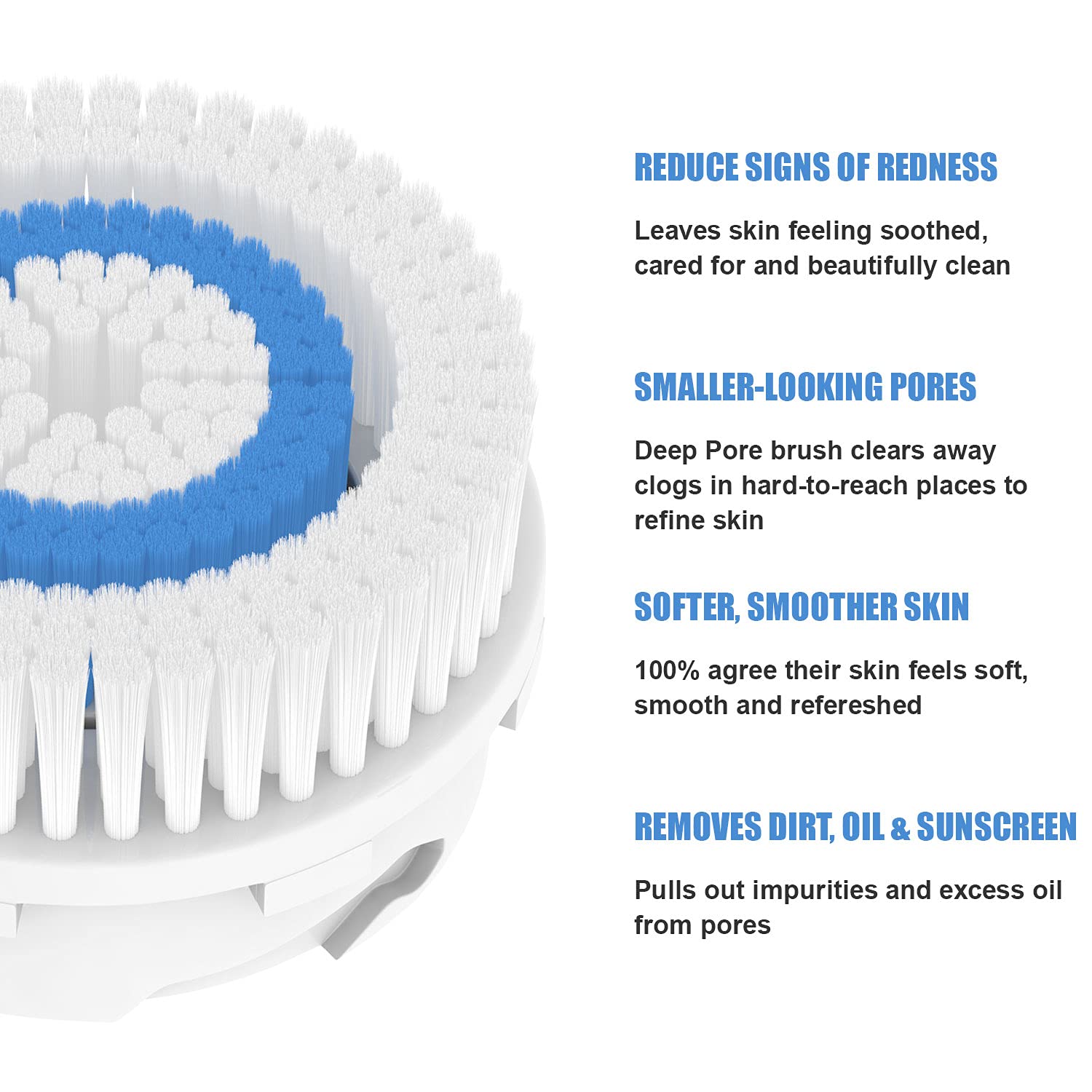 Sierra Clean Replacement Facial Cleansing Brush Heads compatible with Deep Pore Brush Head, 4 pack: Beauty