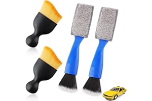 RAPUDA Auto Interior Dusting Brush,4 Pcs Car Interior Dust Sweeping Soft Brush,Woobrooch Car Detailing Cleaning Brush,Universal Car Interior Double Head Crevice Brush for Cleaning Dashboard,Air Vent,Leather