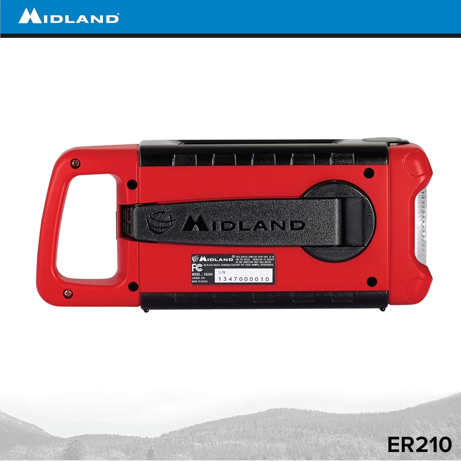 Midland - ER210, Emergency Compact Crank Weather AM/FM Radio - Multiple Power Sources, SOS Emergency Flashlight, NOAA Weather Scan + Alert, & Smartphone/Tablet Charger (Red/Black): Home Audio & Theater