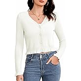 Bbonlinedress Long Sleeve Women Cardigan Sweaters Lightweight Knit Sweater Button Up Cropped Shrugs Tops