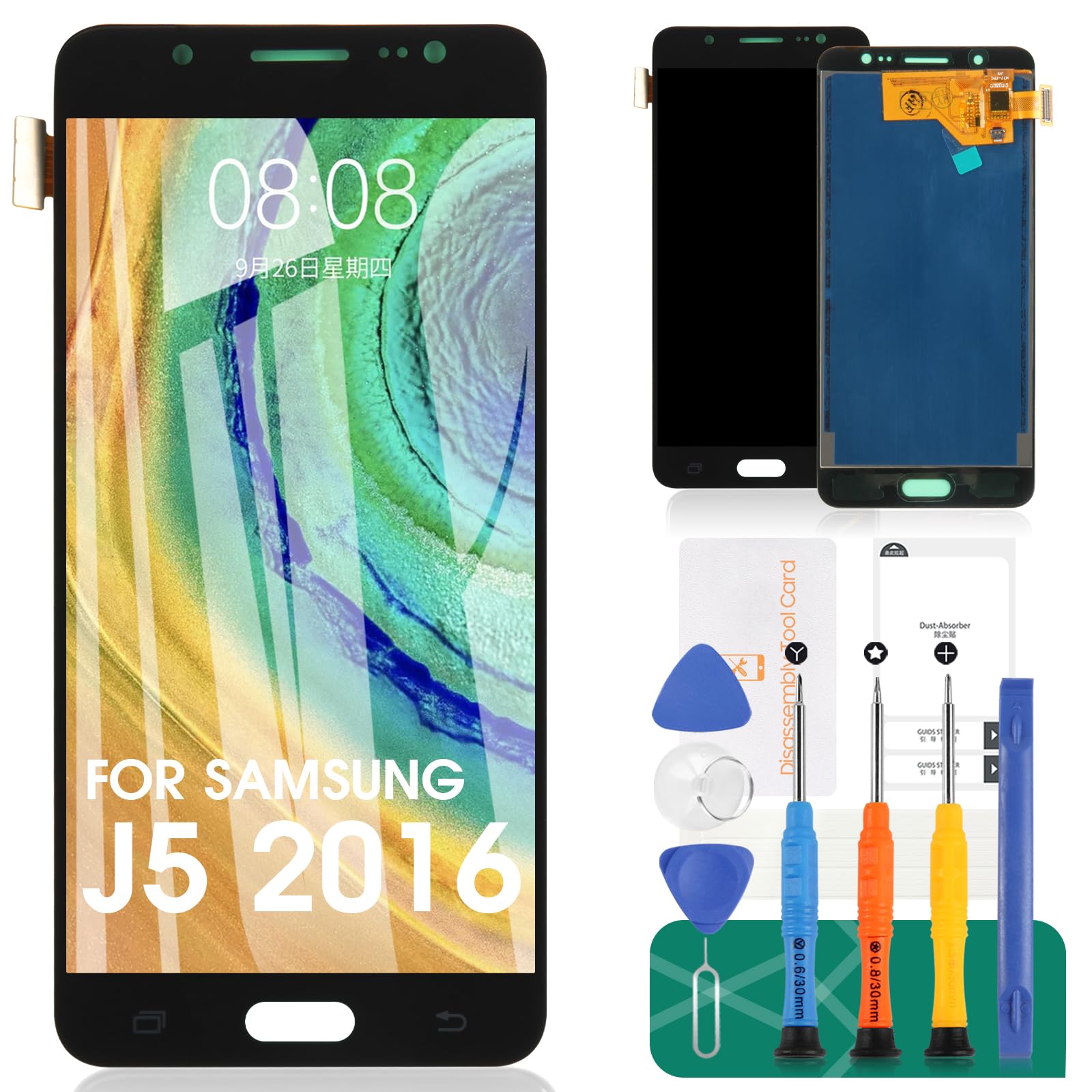 TFT LCD Screen Replacement for Samsung Galaxy J5 2016 J510 J510F J510F/DS J510G/DS 5.2" LCD Display Touch Screen Digitizer New Assembly(Not Original AMOLED) (Black)