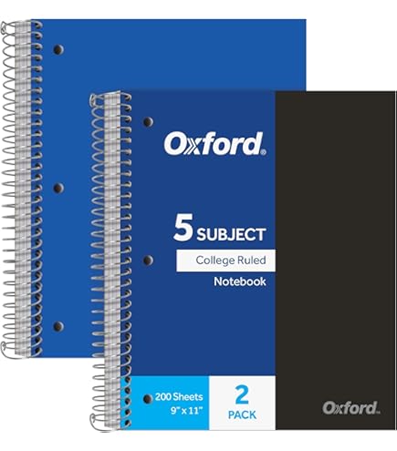 Amazon.com : Oxford Spiral Notebooks, 5-Subject, Writing