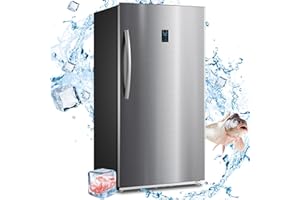 Techomey 17 Cu.Ft Upright Freezer, Stand Up Freezer Frost Free, Convertible Freezer/Refrigerator, Garage Freezer with Single Door, Quick Freeze, Stainless Steel