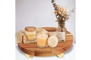 hismocal Wood Display Riser Pedestal Stand Round Board,Solid and Sturdy Natural Wood, Large Size Plant Holder of 9.84 inches, Multi-Purpose Display Stand for Soap, Plants, Candles, Food