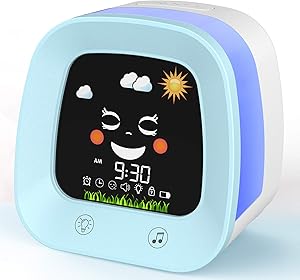 USAOSHOP Alarm Clock for Kids, Kids Alarm Clock with Night Light, Nap Timer, Sound Machine,Children Sleep Trainer for Toddlers, Digital Wake up Light for Kids Boys Girls Teens Bedroom Decoration
