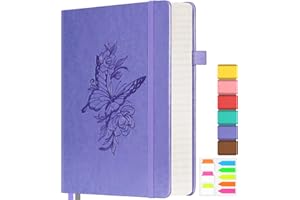 Lined Notebook Journal for Women, 312 Numbered Pages A5 Thick Leather Journal, 100gsm Paper Daily Journal for Work Travel, Ha