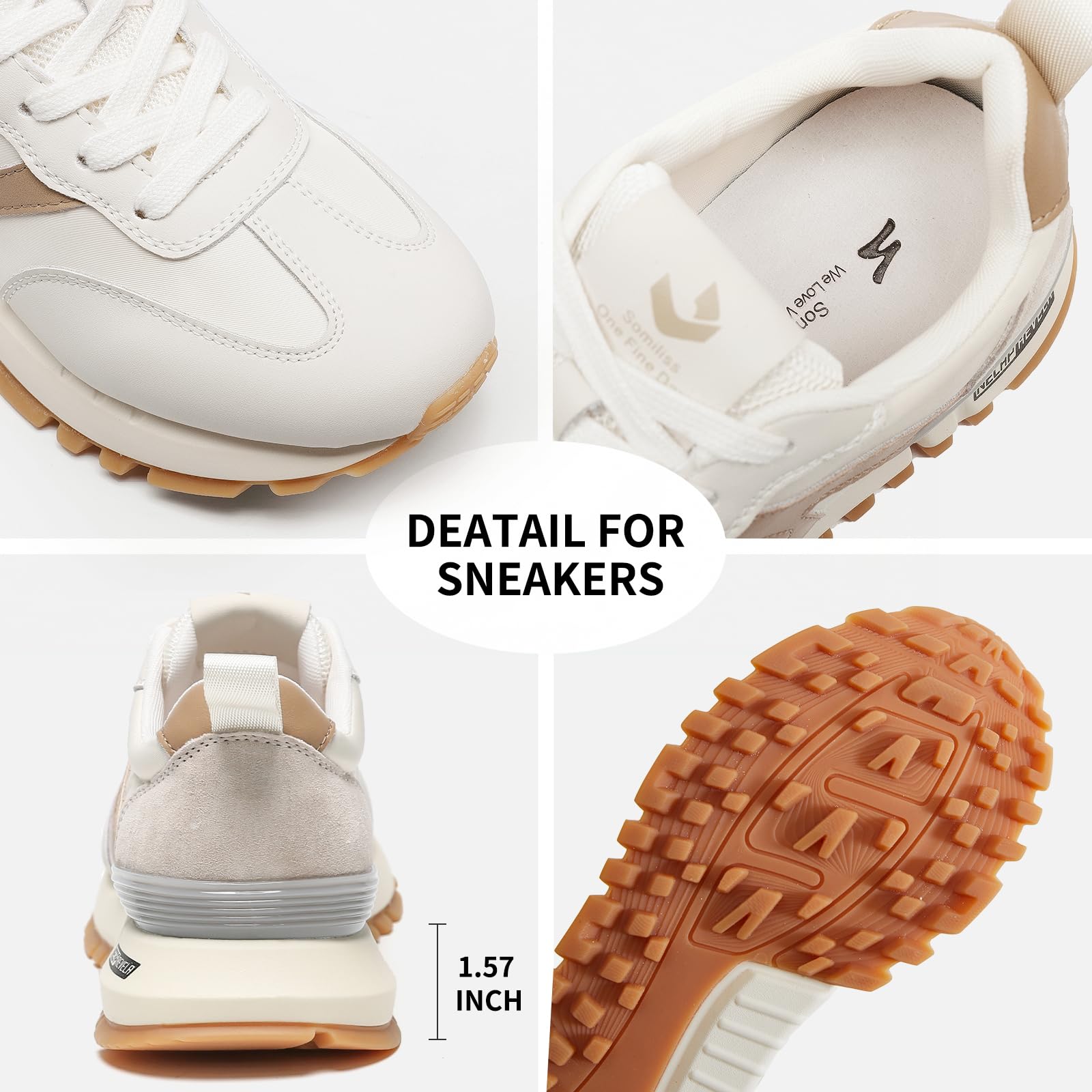 somiliss Sneakers for Women Genuine Leather Suede Patchwork Casual Lace Up Non-Slip Walking Shoes Comfortable Tennis Running Shoes Womens Fashion Sneakers