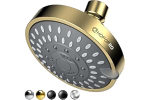 HOPOPRO 5-Mode High Pressure Shower Head - Consumer Reports, The Washington Post, NBC News, TODAY TV Show Recommended - High Flow Fixed Showerheads Bathroom Rain Showerhead (4 Inch Gold)