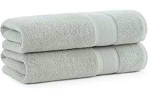 Aston & Arden Solid Turkish Bath Towels - Set of 2 - Extra Soft & Plush with Finest Long-Staple Aegean Cotton, 600 GSM, Luxury Towel for Spa, Hotel, and Bathroom, 30 x 60, Weathered Grey