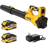 Cordless Leaf Blower 21 V Electric Blower with 2 Rechargeable 4.0 Ah Batteries and Fast Charger, 160 MPH/ 580 CFM, 6 Variable Speed Modes Lightweight & Handheld Leaf Cleaner Suitable for Lawn Care