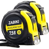 Tape Measure, 25 Ft Easy to Read Decimal Retractable Dual Side Ruler with Metric and Inches, for Surveyors, Engineers, with Magnetic Tip and Rubber Protective Casing (Yellow-Black, 25 ft, 2 pcs)