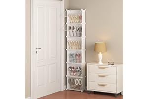 MAGINELS 6-Tier Slim Shoe Storage,Narrow Shoes Rack,Hidden Closet Organizer for Small Spaces,Tall shelf for Wall Behind Door,Entryway,White
