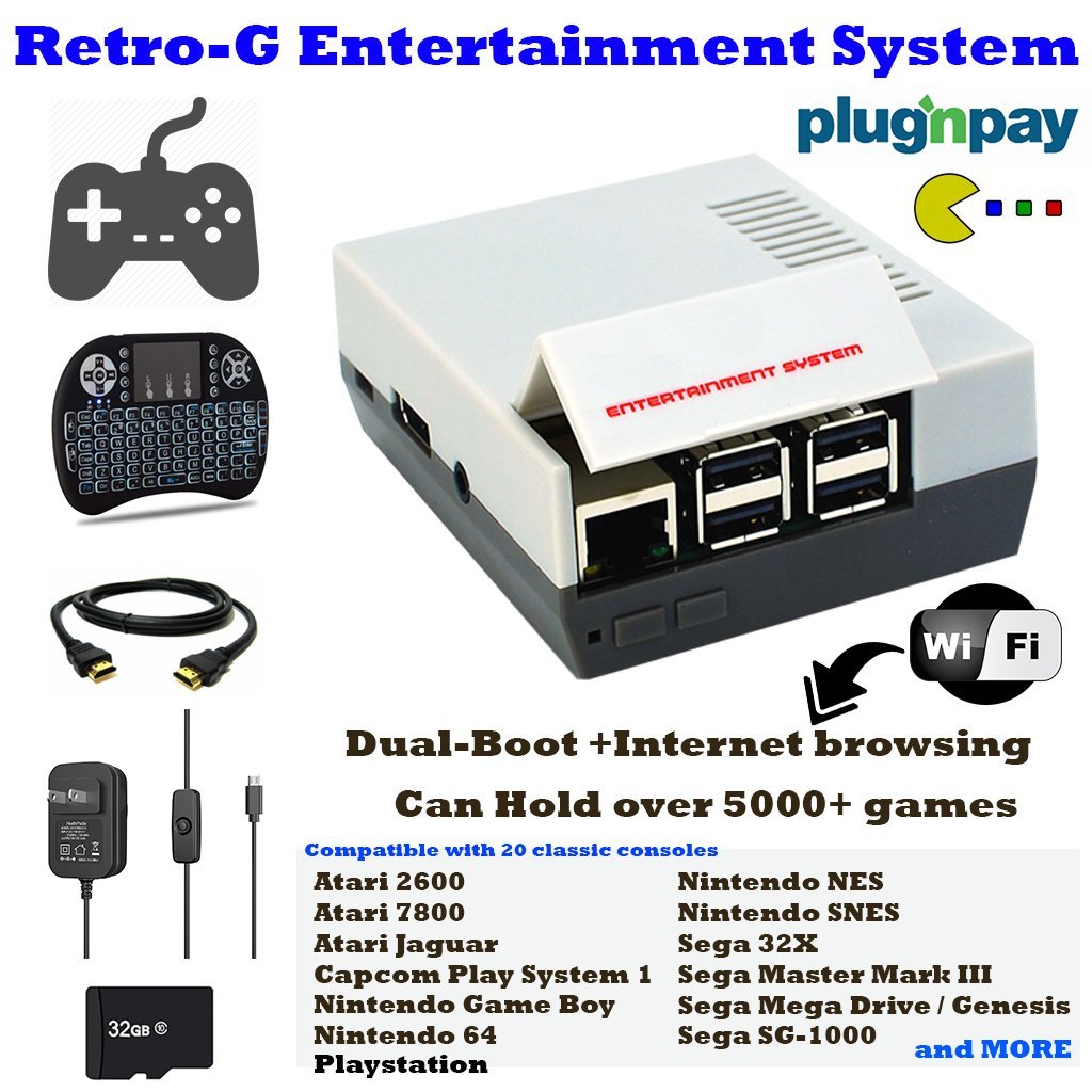 Retro-G Console Emulator mini Styled Classic Games Entertainment Computer System - Internet Browsing - YoutTube Video - Watch Movies - All-In-One Bundle Compatible with HDMI Video TV
