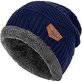 YSense Mens Winter Hats Warm Slouchy Beanie Oversized Baggy Hat Fleece Lined Knit Skull Cap