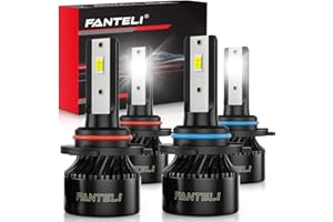 FANTELI 9005/9006 Combo 6500K Cool White 34000LM 800% Brightness, 1:1 Size Plug and Play IP68 Waterproof Light Bulbs, Pack of 4