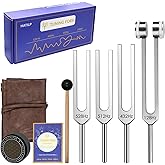Tuning Fork Set – 128Hz 432Hz 512Hz 528Hz Weighted & Unweighted Frequency Tools with Activator, Mallet & Vegan Pouch – for Yoga, Meditation, Chakra, Ideal as a Gift