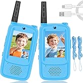 Video Walkie Talkies for Kids, 2 Pack Rechargeable Kids Walkie Talkies Long Range Outdoor Christmas Birthday Toddler Toys Gifts for 3-12 Year Old Boys Girls for Outside, Camping, Travel, Hiking, Blue